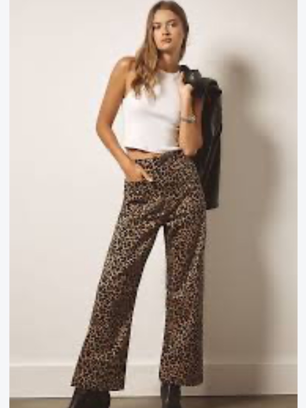 Maeve Colette High-Rise Wide-Leg Cropped Jeans in Leopard